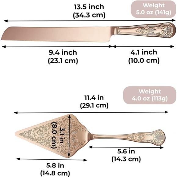 Wedding Cake Knife and Server Set - Premium, Beautifully Engraved Cutting Set - Picture 5 of 6